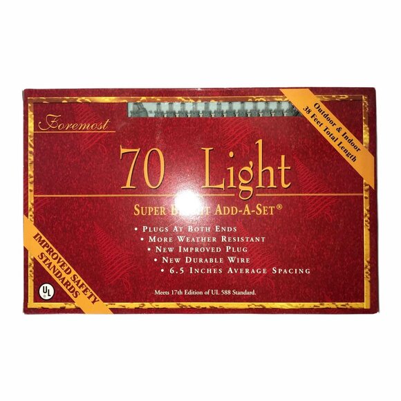 6 New Open Foremost Vintage 70 Light Add-A-Set 38 Feet Lights Tested Functional - Picture 1 of 13